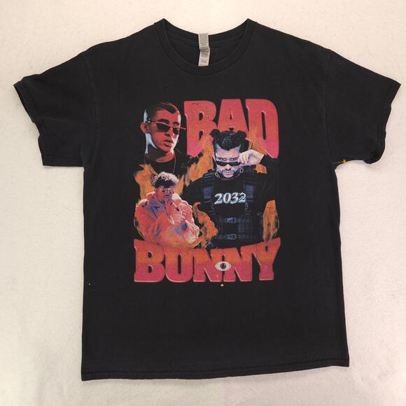 Bad Bunny Band Graphic Short Sleeve Crew Neck T Shirt Womens Size Large L Black - Picture 2 of 9